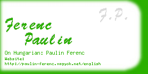 ferenc paulin business card